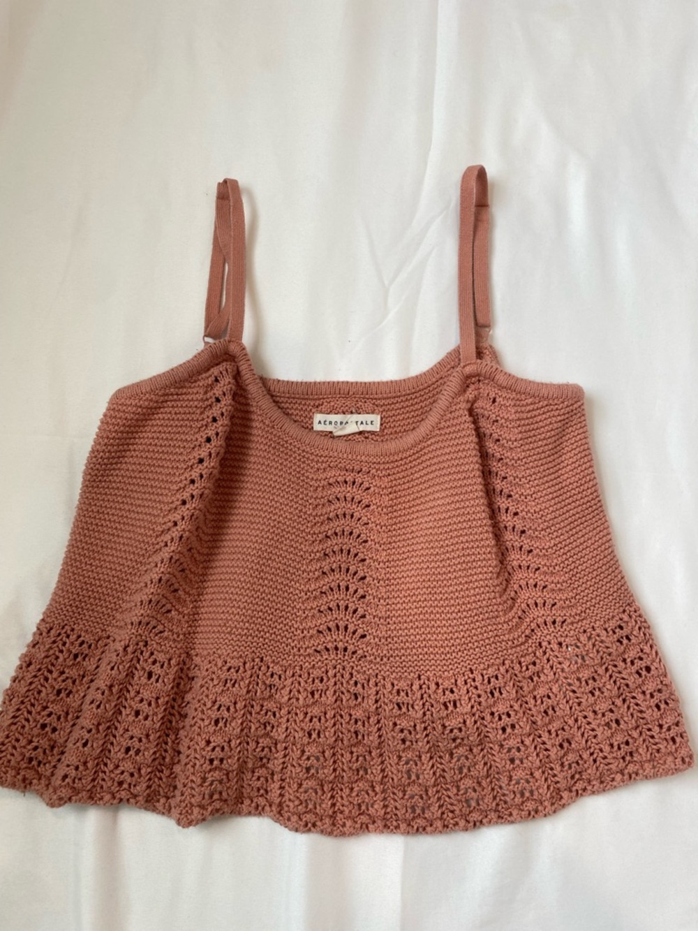 Aeropostale Dusty Rose Knit Lace-Detail Cropped Cami